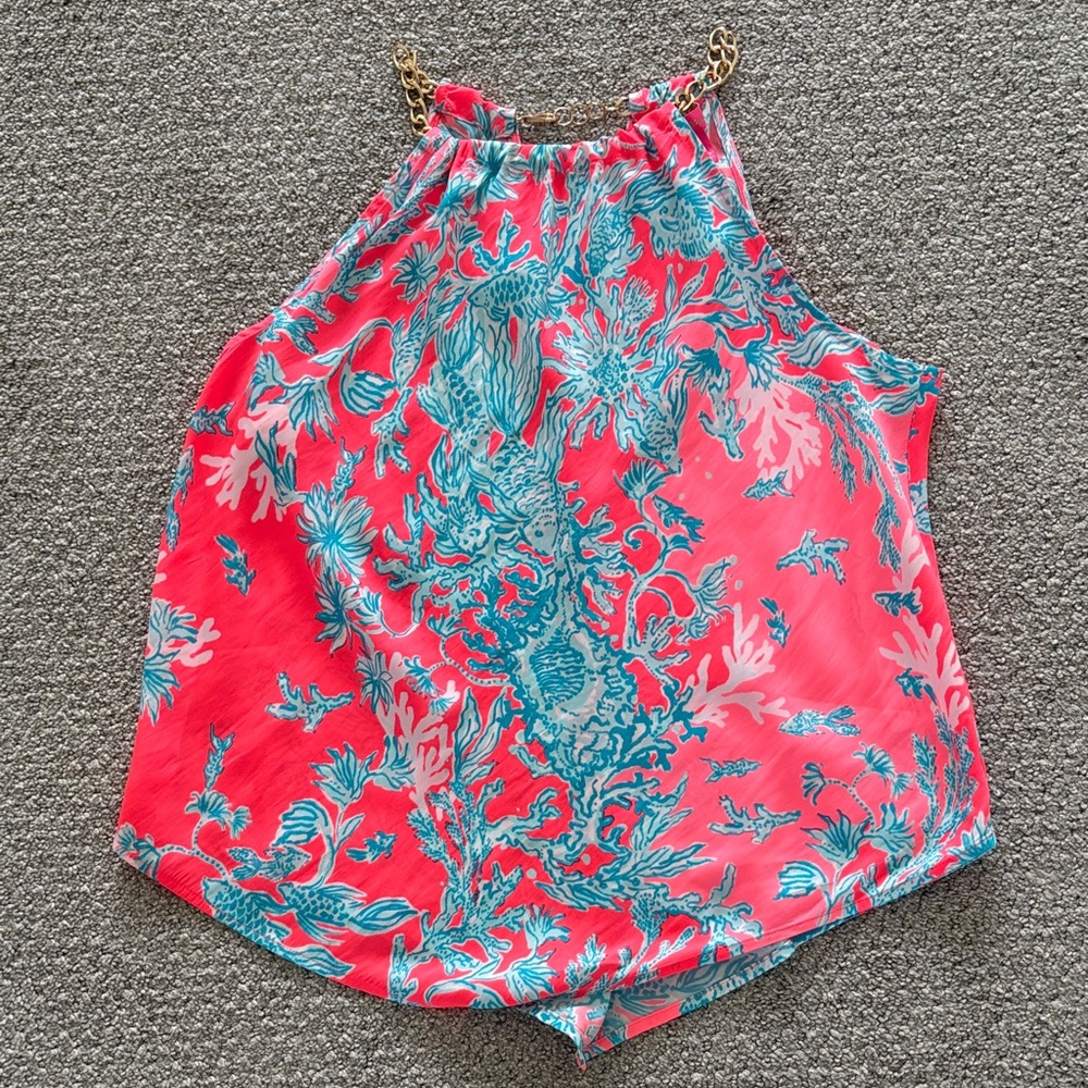 Lilly Pulitzer Pink and Blue Chain Halter Top